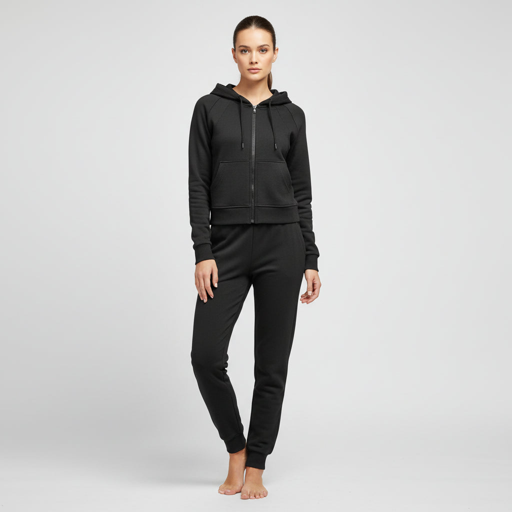Women’s Cotton Hooded Sportswear Set – Running Tracksuit for Autumn/Winter