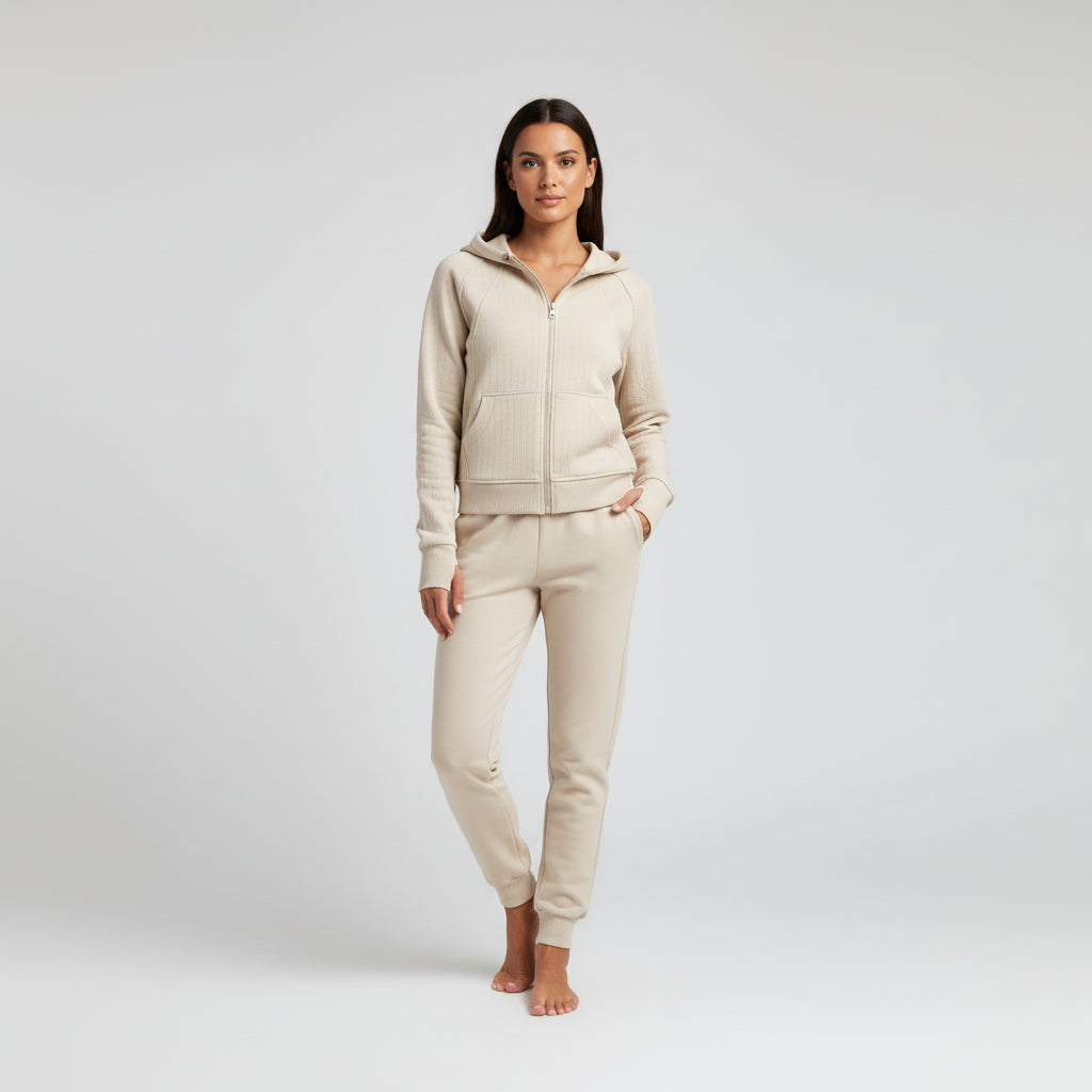 Women’s Cotton Hooded Sportswear Set – Running Tracksuit for Autumn/Winter