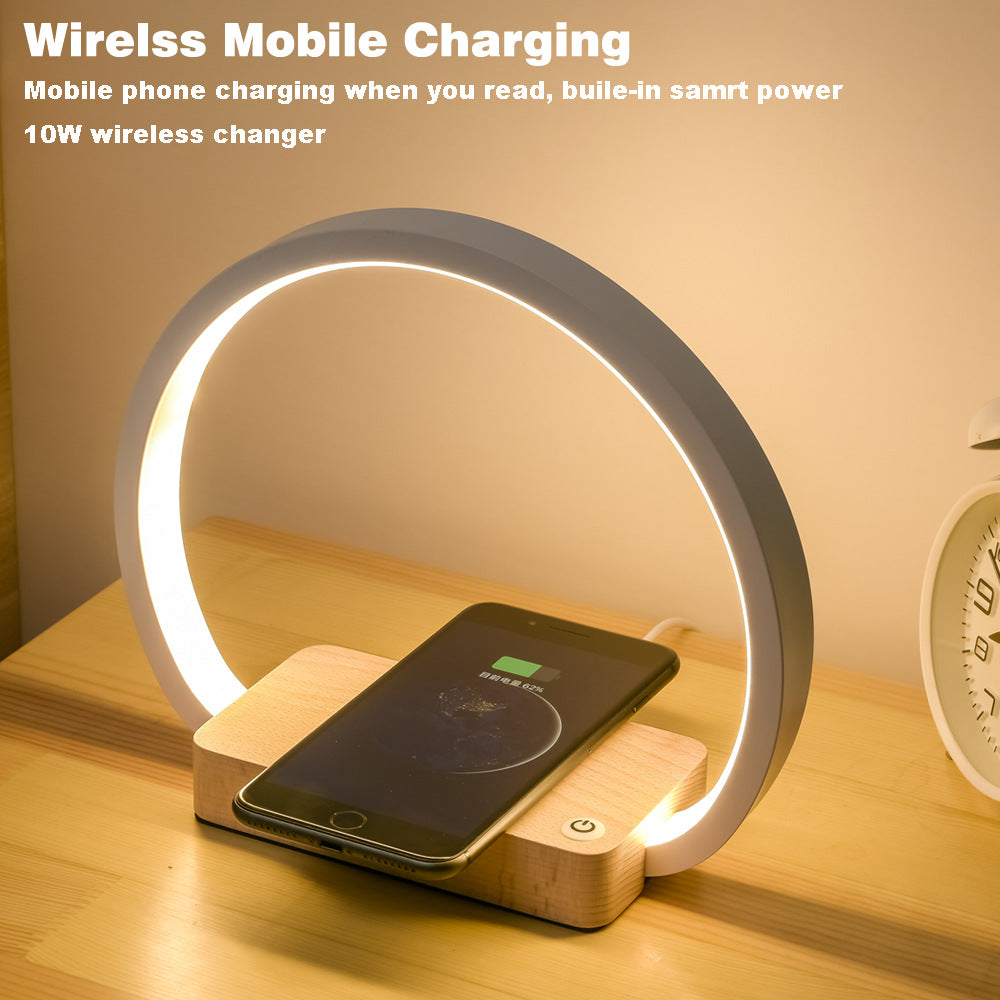 Multifunctional Metal Wireless Charging Table Lamp – Eye-Protection LED Bedside Lamp for Home & Bedroom