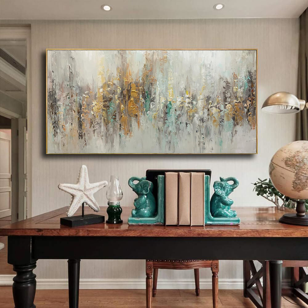 Handmade Abstract Oil Painting on Canvas – Modern Horizontal Wall Art