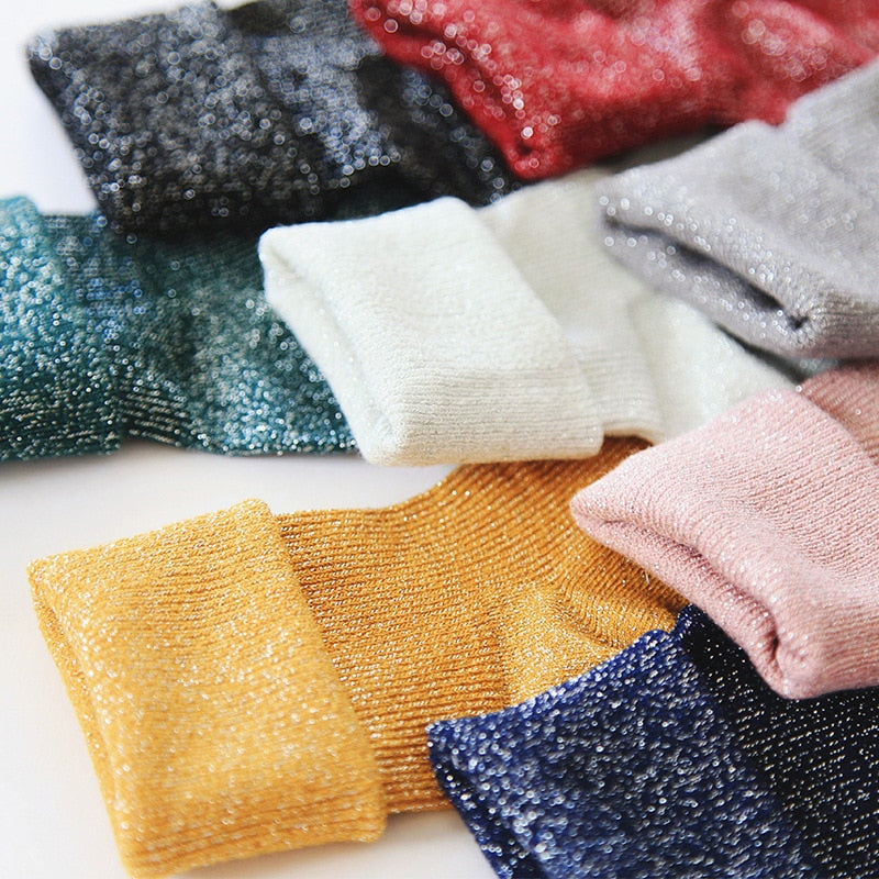 Women’s Soft Cotton Casual Socks – Shiny Solid Pattern | Comfortable Everyday Fashion Socks