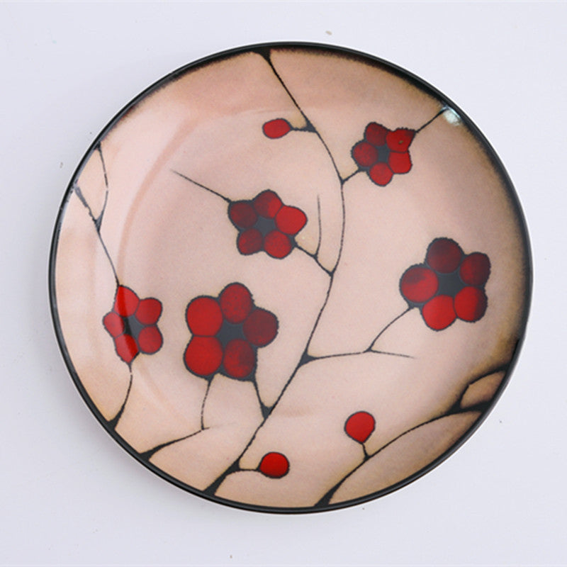 Floral Ceramic Dinner Plate – Glazed Round Plate