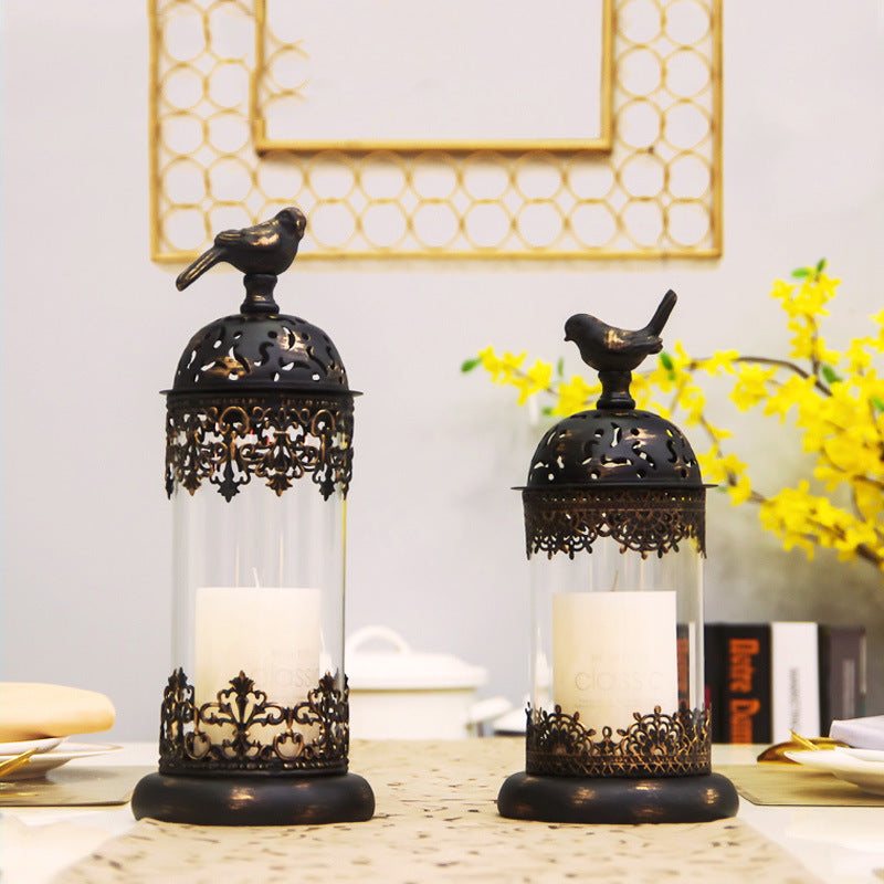 Moroccan Iron & Glass Candlestick – Vintage Home Decor Lantern