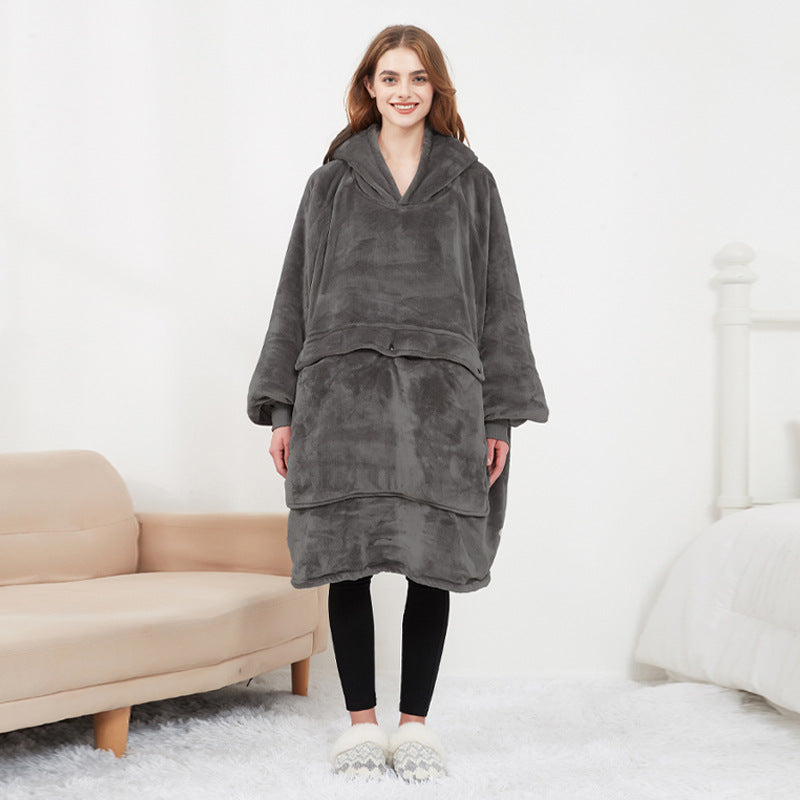 Heated Oversized Hoodie Blanket – Cozy Sherpa Wearable Blanket