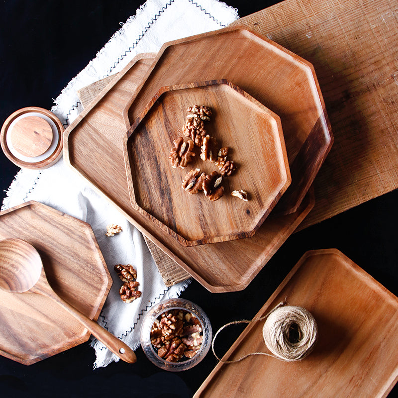 Acacia Wood Octagonal Plate – Durable, Natural Serving Tray