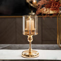 Gold Candlestick Stand – Elegant Alloy & Glass Home Decor Gift