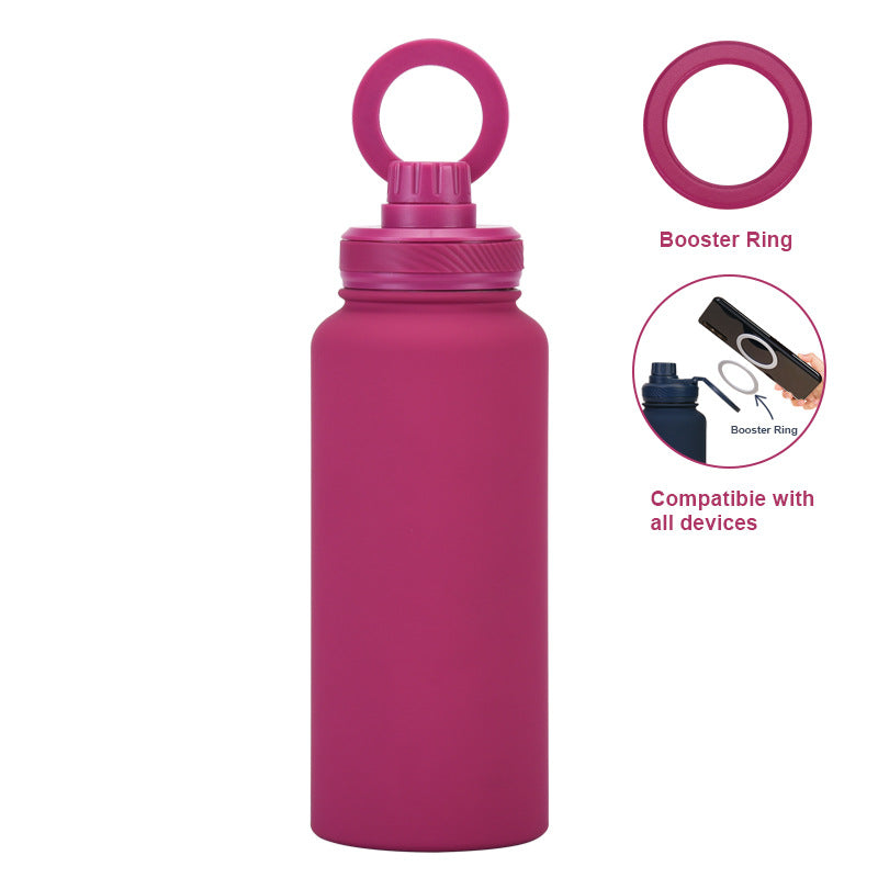 Magnetic Bracket Thermos Cup – Large Capacity Stainless Steel Sports Water Bottle