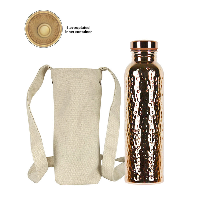 Pure Copper Hammer-Pattern Water Bottle | Leakproof Sports Bottle for Gym, Cycling & Travel