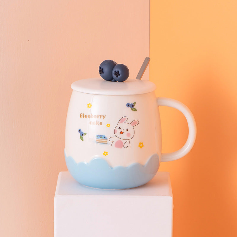 Creative Fruit Cartoon Ceramic Mug – Three-Piece Cup Set