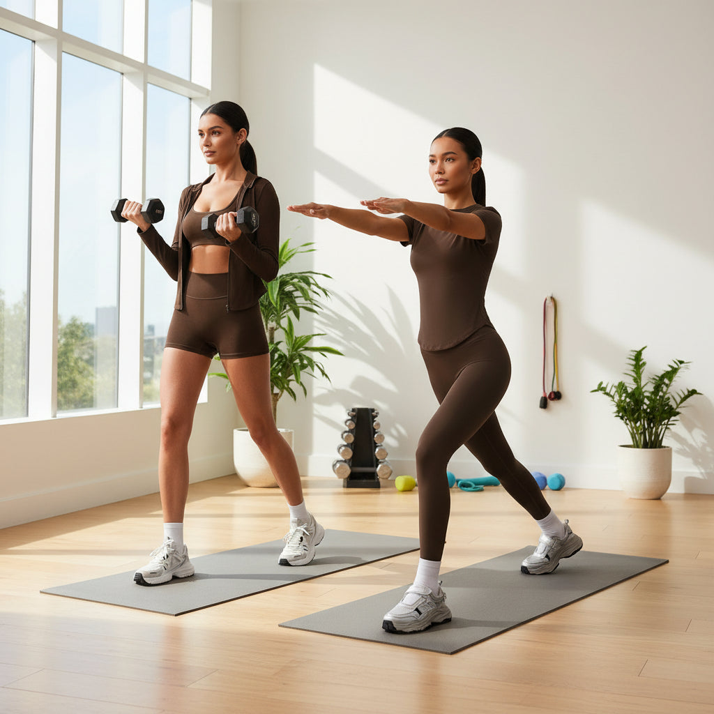 Women’s Activewear Set – Nylon & Spandex Gym Outfit – Breathable, Stretchy, Double-Sided Nylon Fabric