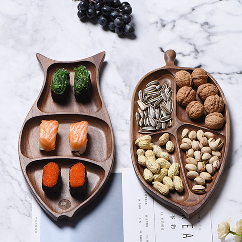 Luxury Wooden Fruit Plate – Fish, Leaf & Square Design Serving Tray