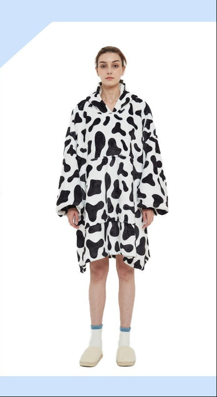 Flannel Double-Layer Fleece Blanket Hoodie – Cozy Lambswool Pyjamas