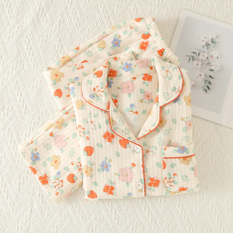 Winter Cotton Floral Pajamas - Full Sleeve Sleepwear Set