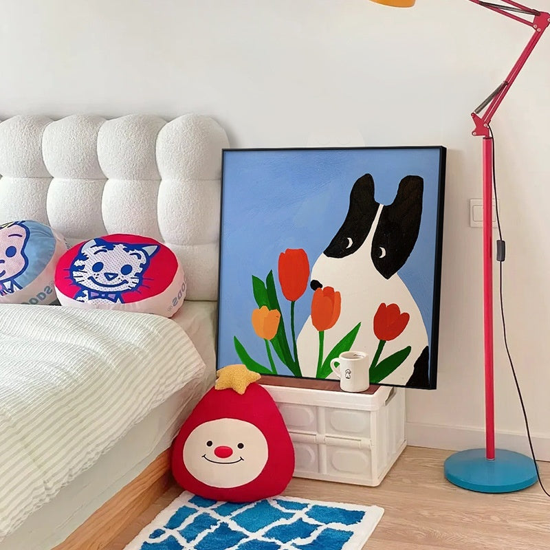 Dog Red Square – Modern Framed Canvas Wall Art