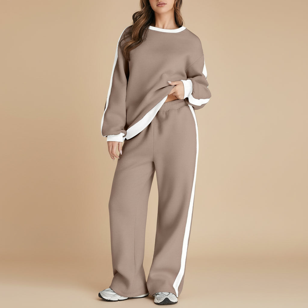 Streetwear Spliced Tracksuit Set – Hipster Long Sleeve Top & Pants | Women’s Street Fashion Outfit