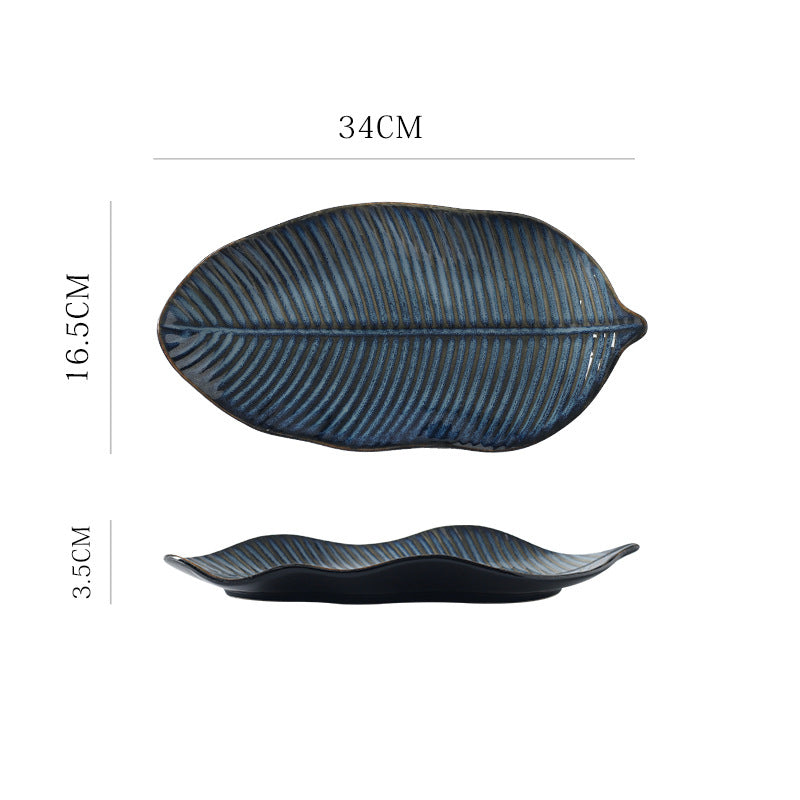 Japanese Leaf-Shaped Ceramic Plate – Elegant Home & Restaurant Tableware