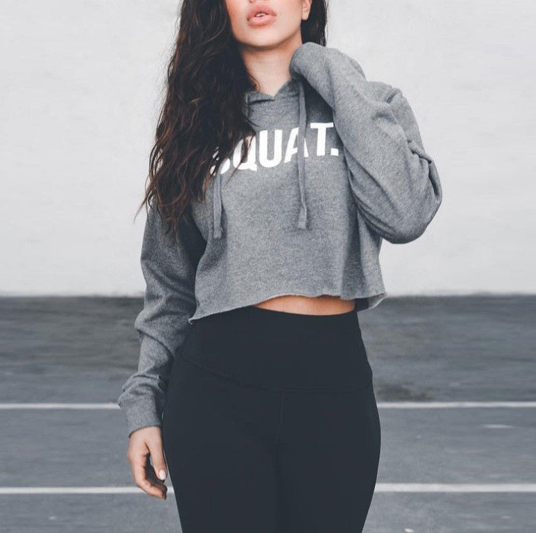 Trendy Women's Crop Hoodie | Long Sleeve Letter Print Loose Fit Sweatshirt