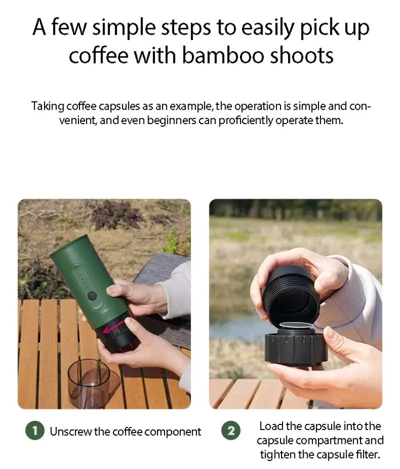 Italian Coffee Machine – Handheld Electric Travel Coffee Maker for Capsules & Powder