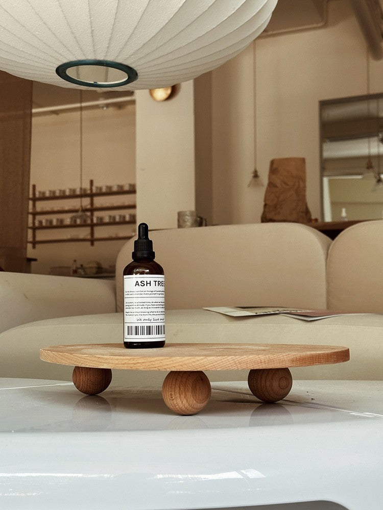 Ball High Foot Solid Wood Tray – Beech Desktop Storage & Serving Tray