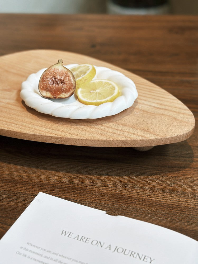 Ball High Foot Solid Wood Tray – Beech Desktop Storage & Serving Tray