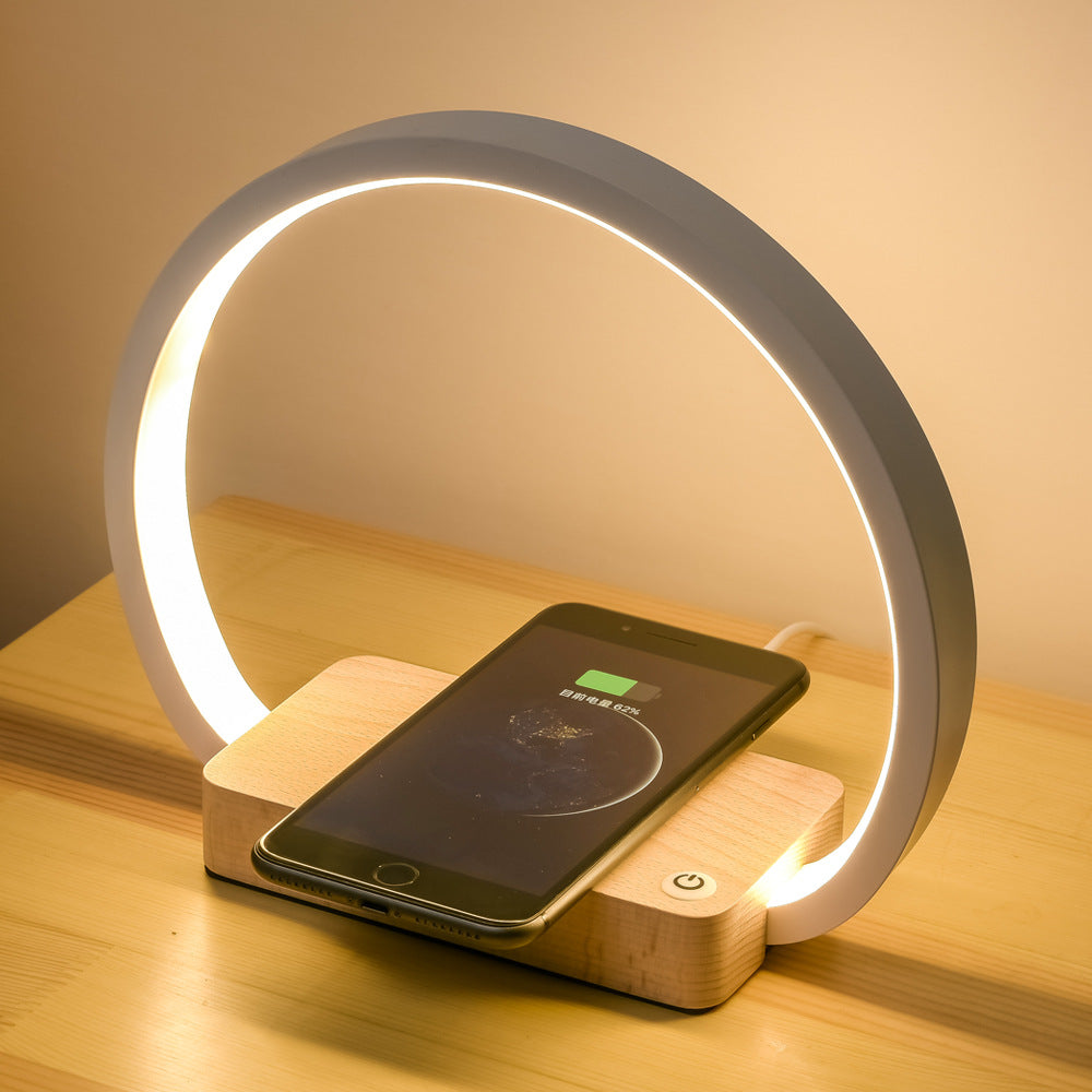 Multifunctional Metal Wireless Charging Table Lamp – Eye-Protection LED Bedside Lamp for Home & Bedroom