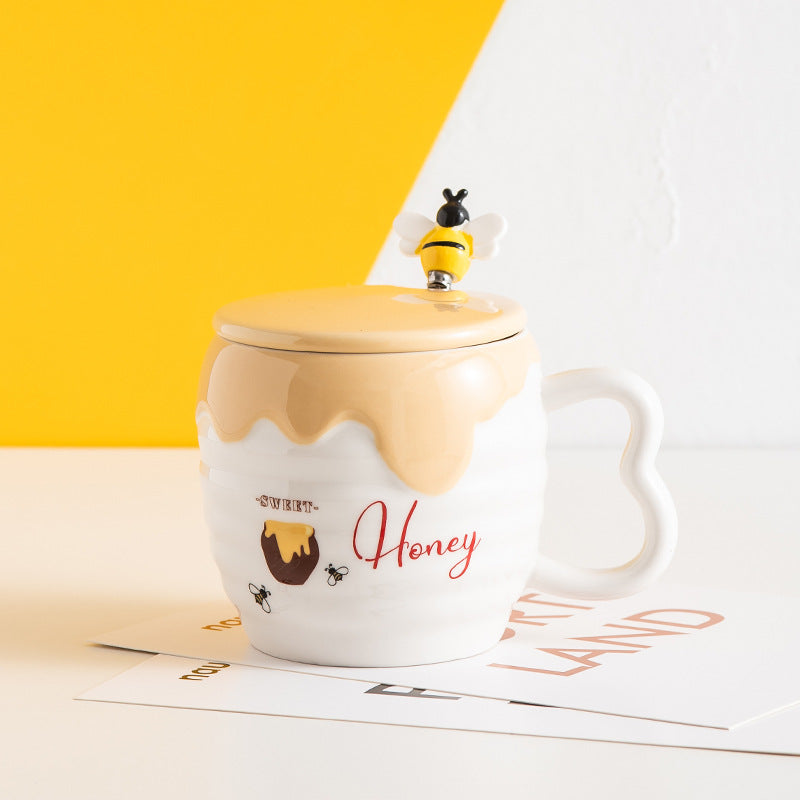 Cute Bee Mug  Set –  Color-Glazed Three-Piece Gift