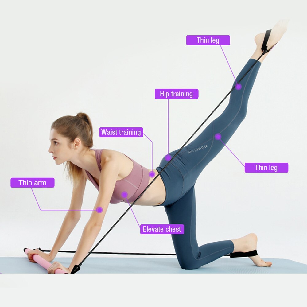 Pilates Bar with Resistance Bands – Lightweight Yoga & Strength Training Stick