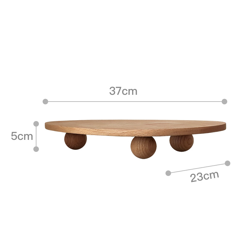 Ball High Foot Solid Wood Tray – Beech Desktop Storage & Serving Tray