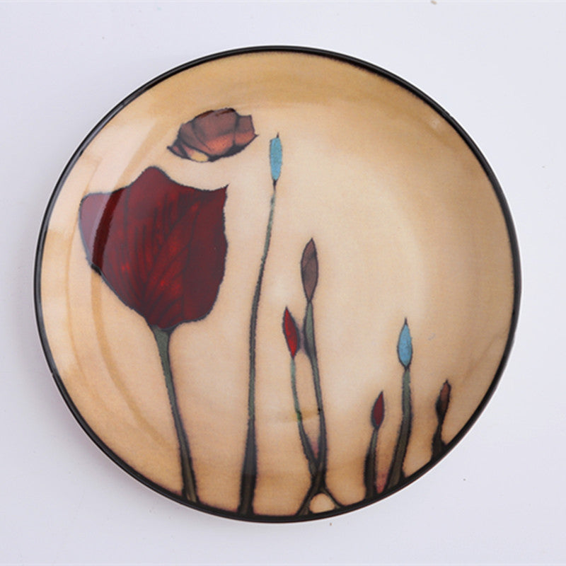 Floral Ceramic Dinner Plate – Glazed Round Plate
