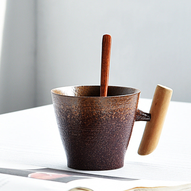 Ceramic & Solid Wood Cup –  Stylish Drinkware