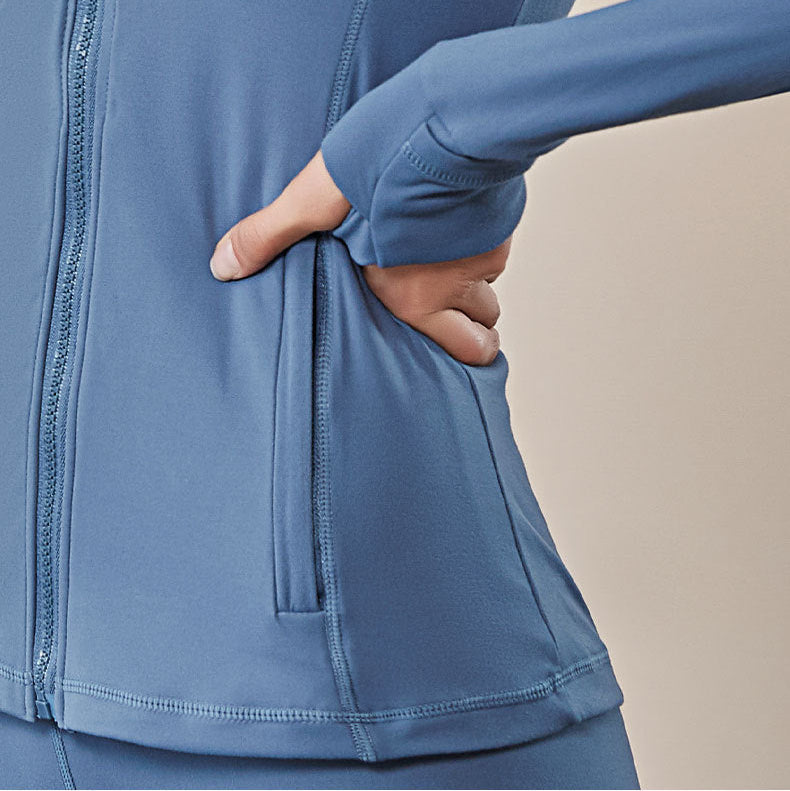 Breathable Women’s Nylon Jacket – Lightweight Plain Outerwear in Blue, Black, Gray &  Dusky Pink