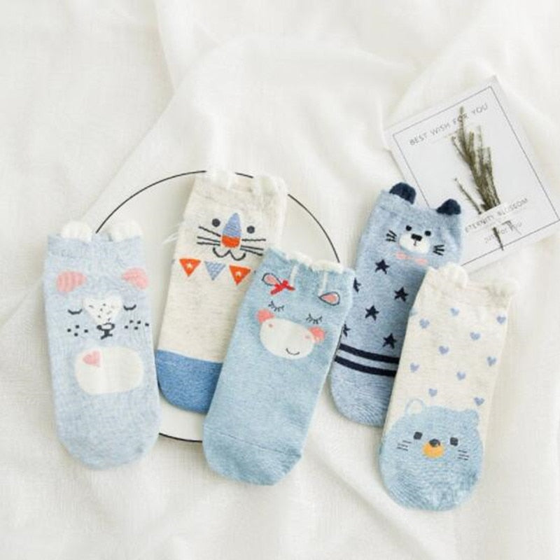 Women’s Cute Cat Ankle Socks | Soft Cotton Pink Casual Short Socks