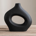 Vaso circular moderno em cerâmica – peça artesanal minimalista para decoração de casa.