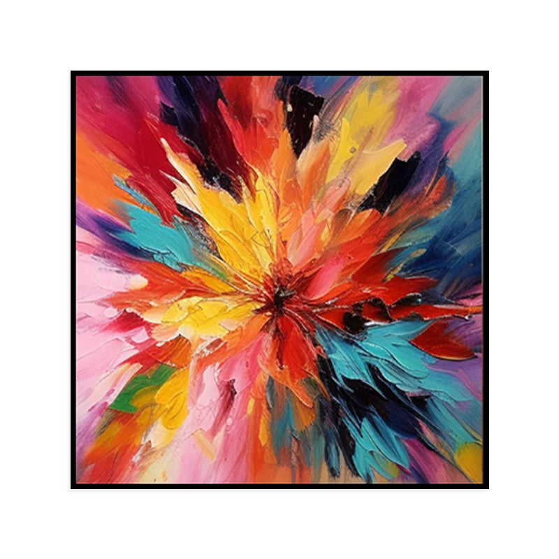 Abstract Colorful Floral Canvas Art – Hand-Painted Modern Oil Painting