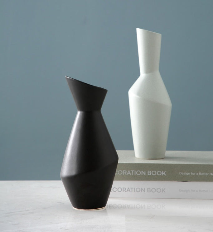 Nordic Oblique Mouth Vase – Modern Geometric Flower Decor for Living Room & Desktop