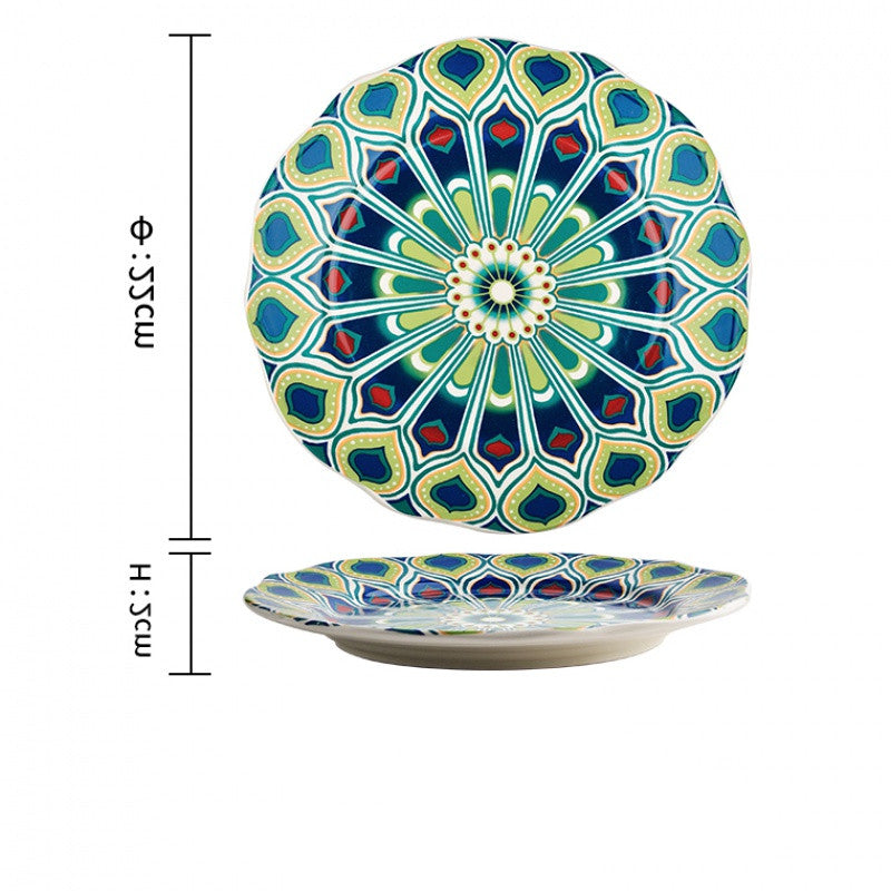 Ceramic Round Disk Plate – American Style Floral Design for Tea Time