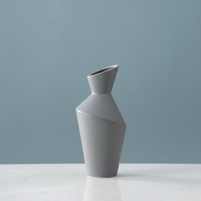 Nordic Oblique Mouth Vase – Modern Geometric Flower Decor for Living Room & Desktop