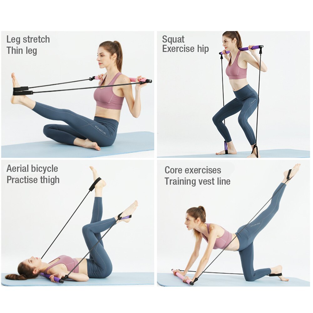 Pilates Bar with Resistance Bands – Lightweight Yoga & Strength Training Stick