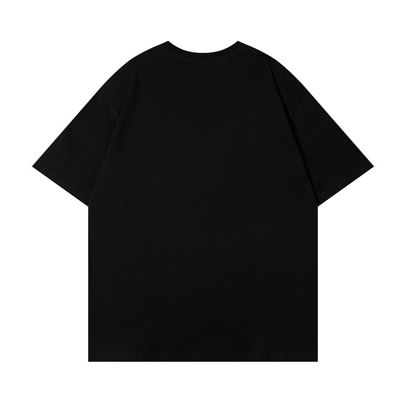 American Retro Fallen Women’s Loose-Fit T-Shirt – Short Sleeve, Cotton Blend, Casual Style (Black &amp; White)