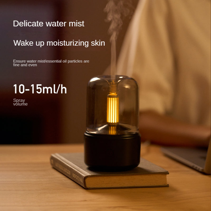 Creative Candle Light Aroma Diffuser & USB Humidifier – Soft Candle Glow, Quiet Mist, Modern