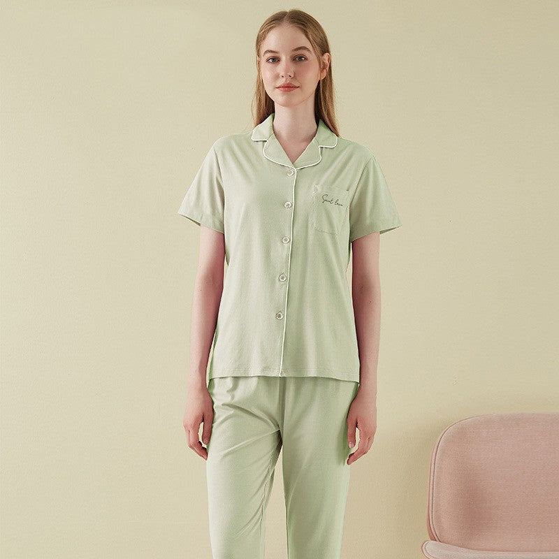Soft Cotton Loungewear Set for Women – Lightweight 2-Piece Top & Trousers