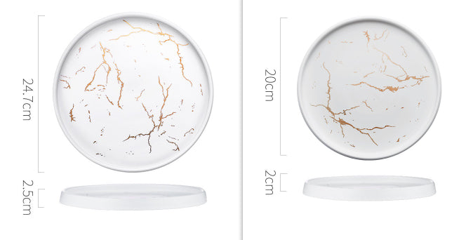 Marble Porcelain Plate – Elegant Black & White Dish