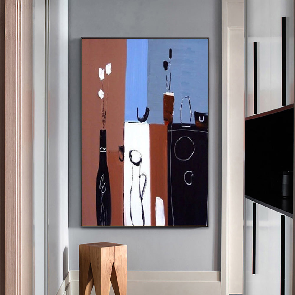 Handmade Abstract Oil Painting Canvas – Modern Rolled Wall Art for Home Decor