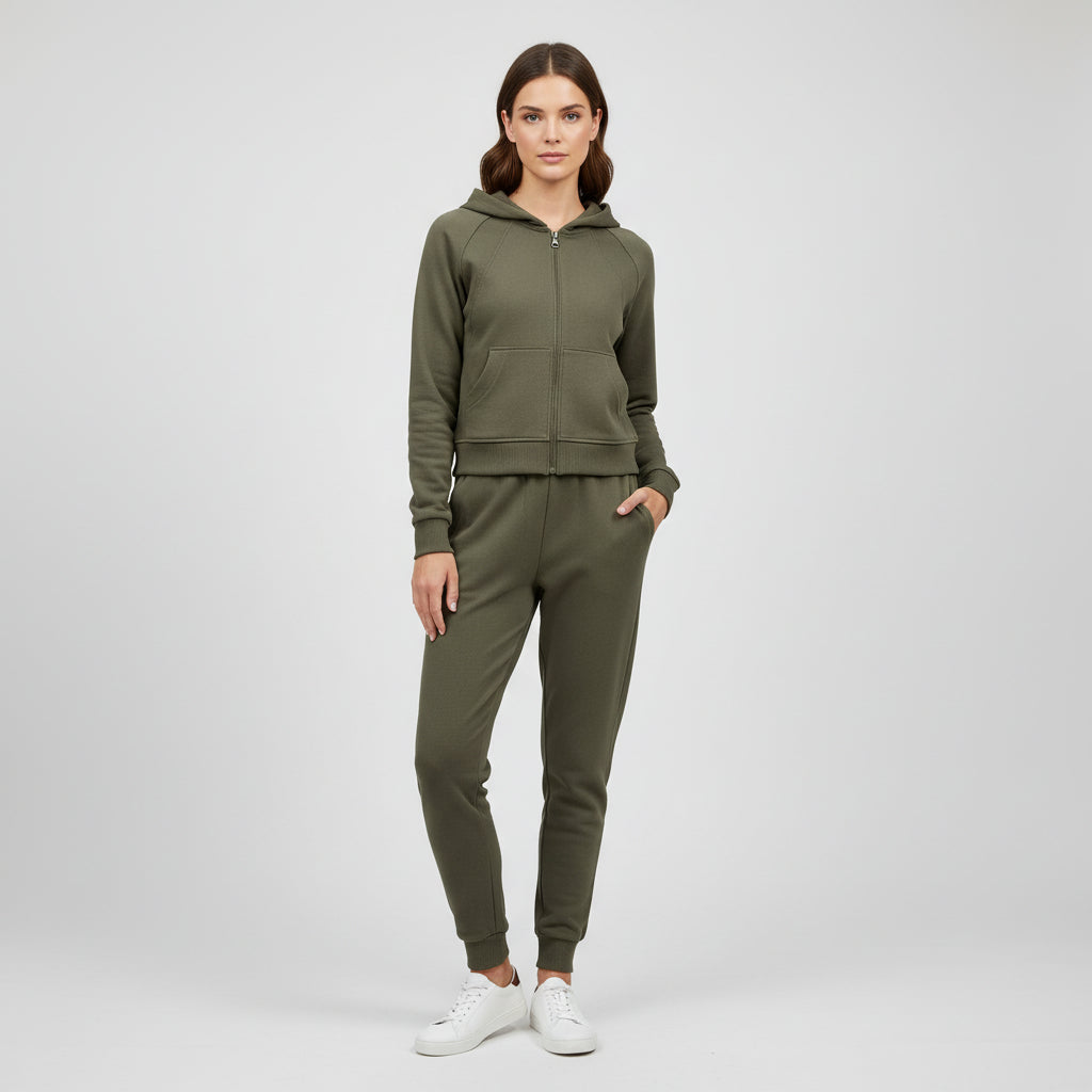 Women’s Cotton Hooded Sportswear Set – Running Tracksuit for Autumn/Winter