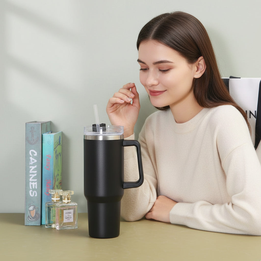 Stainless Steel Insulated Cup 40oz with Straw – Durable, Leak-Proof & Portable