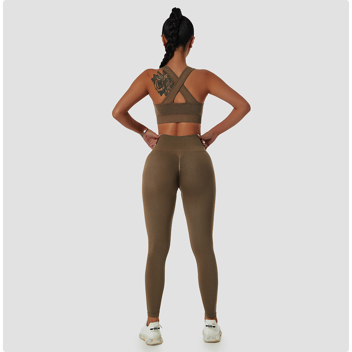 Women's High-Support Nylon Sports Bra & Leggings Set – Breathable, Stretchy, Quick-Dry Activewear for Fitness, Running & Training