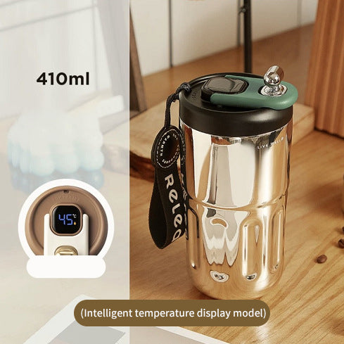 Digital Display Stainless Steel Coffee Insulated Cup 410ml – Smart Temperature Display, Leak-Proof, Travel-Friendly