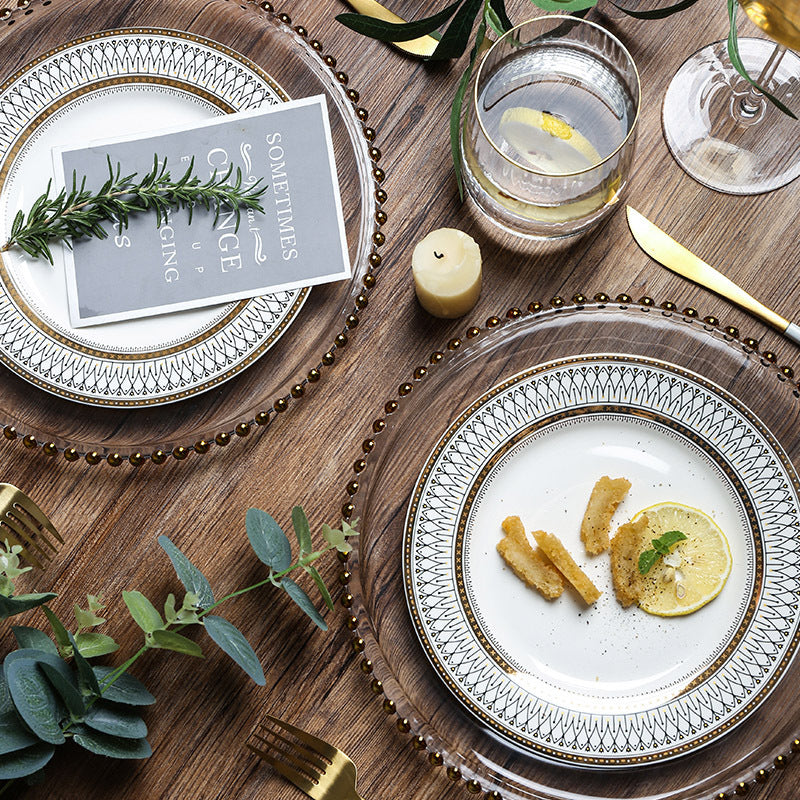 Premium Bone China Bowl – Round Electroplated Gold & Silver Decorative Tableware