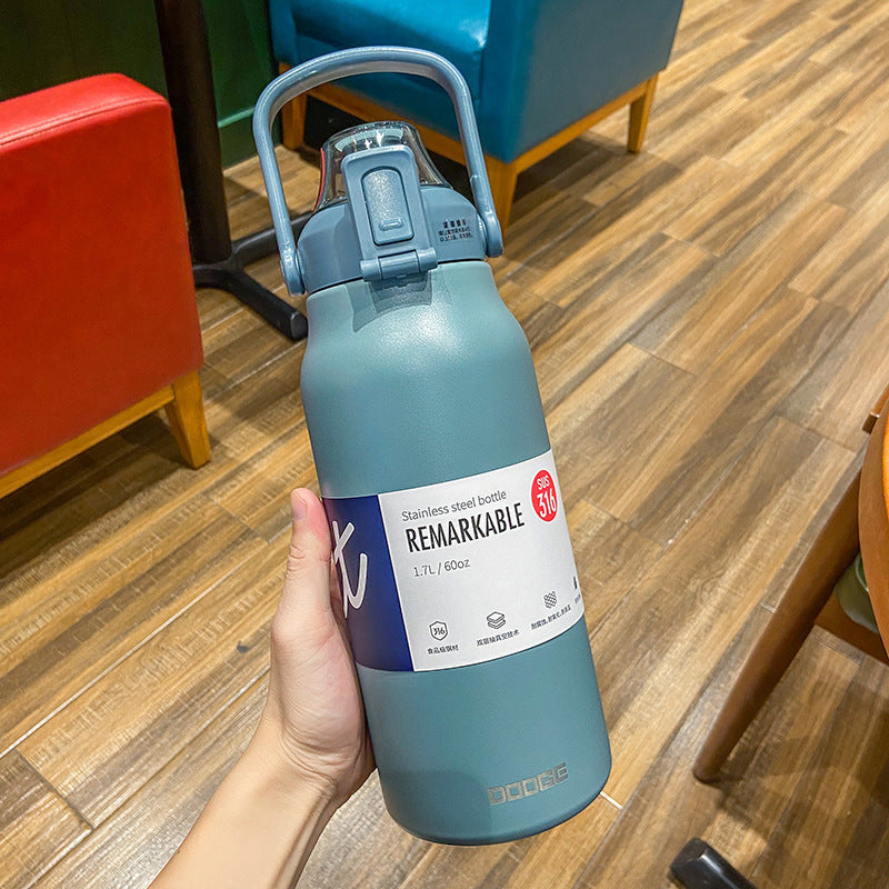 Large Capacity Stainless Steel Insulated Cup with Straw – 1300ml & 1700ml | Leak-Proof Outdoor Sports & Fitness Bottle