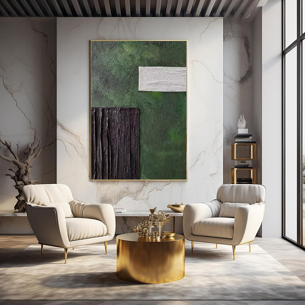Handmade Green Abstract Oil Painting Canvas – Modern Wall Art for Home Decor